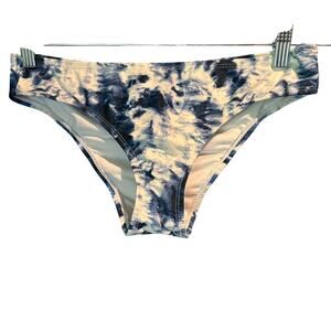 Size Medium Boho Retro Blue & White Tie Dyed Hot Water Bikini Bottoms Hot Tub